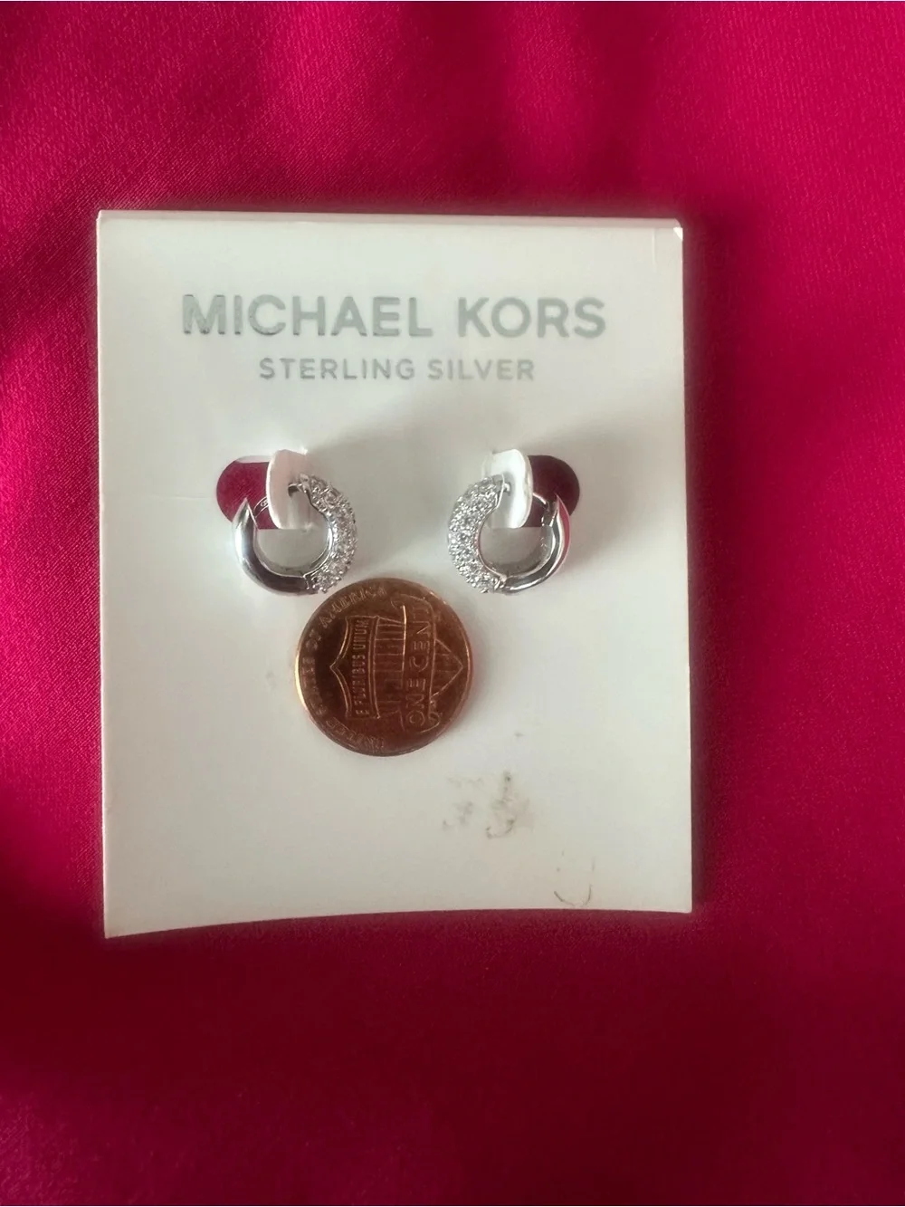 NWT! Michael Kors Sterling Silver Huggie Hoop Earrings. Retails at $95